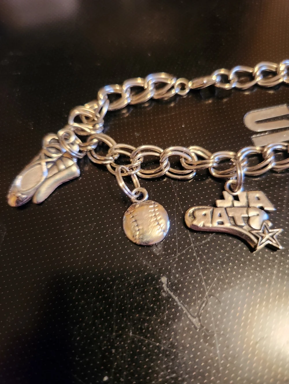 Charm Bracelet with Sports and Cross Charms - Picture 3 of 5
